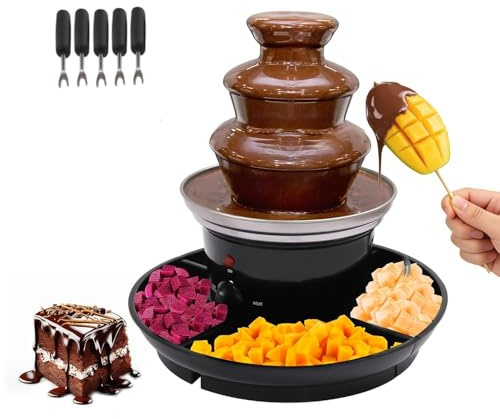 Fontana di cioccolato a 3 livelli con piatto di frutta, in acciaio inox, Fontana per feste di Natale, feste di compleanno, 230 V, 40 W