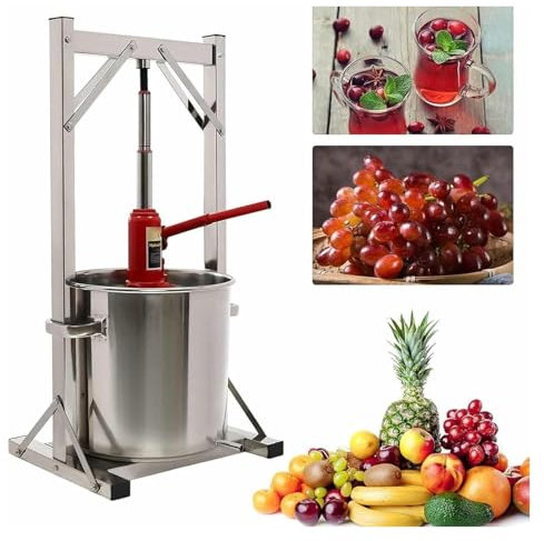 TAIPINGOZ Torchietto, ​Torchio per Frutta​ Pressa per Bacche Forniture e Attrezzature for la Produzione di Vino con pressa for UVA, con martinetto Idraulico, for Esterni, Cucina e casa(22L)