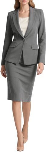 Botong Completo da lavoro da donna, set da 2 pezzi con blazer professionale e gonna, per ufficio, gonna formale da donna, Grigio, L