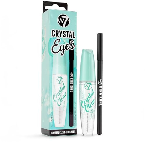 W7 Crystal Eyes Duo - Mascara Crystal clear e matita eyeliner - Set due pezzi per trucco occhi