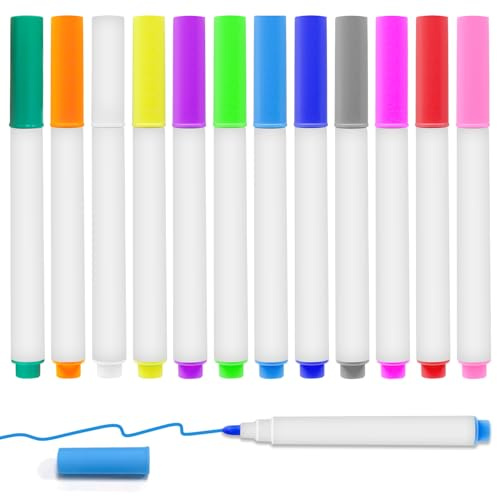 12 pezzi di colori per lavagna LED, pennarelli per lavagna luminosa a LED, compatibili con lavagne a messaggio e lavagne luminose in acrilico e lavagne per disegni e appunti cancellabili a secco