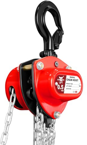 SALIFTFE 1/2 Ton Hand Chain Hoist, Compact & Lightweight Manual Chain Block 1100 lbs Working Load for Garage Automotive Mower Maintenance & DIY Lifting (1/2 TON | 10FT)