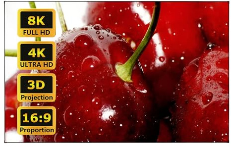 90/100 Pulgadas Pantalla de Proyección con Marco Fijo para Cine en Casa, 16:9 4K/8K/3D Anti-luz Visualización de Proyección Montaje en Pared(92in 16:9)