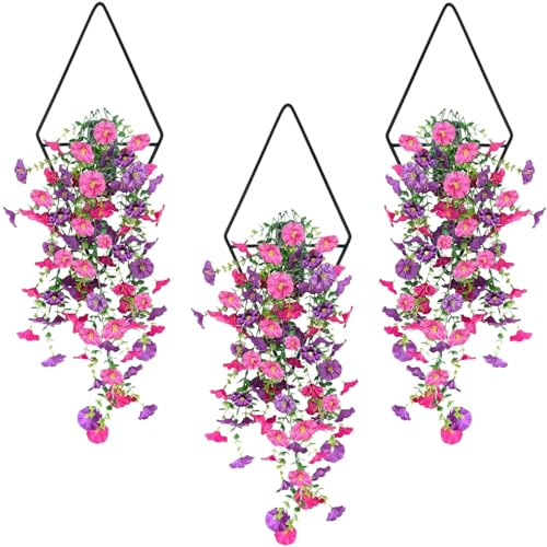 OrgMemory Lot de 3 vases muraux avec plantes artificielles, pots de fleurs géométriques à suspendre, décoration d'intérieur, petit pot de fleurs à suspendre pour plantes d'intérieur