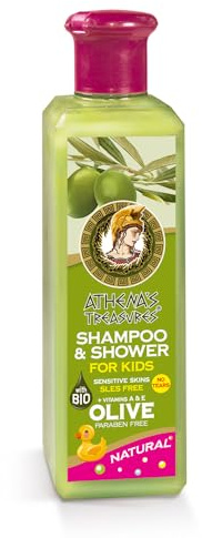 Pharmaid Athena's Treasures Shampooing & Gel Douche Enfant 2 en 1 Hypoallergénique Feuille d'Olivier Bio & Aloe Sans Paraben 250 ml