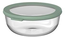 Mepal - Contenitore rotondo in vetro per alimenti Cirqula - Contenitori per la preparazione dei pasti - Resistente al calore fino a 550°C, senza coperchio - Adatto per forno, microonde, congelatore e