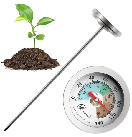 Termómetro Para Abono: Jardinería Sin Esfuerzo De 7 Pulgadas, Termómetro Para Suelo De Jardín, Medidor De Temperatura Del SueloDe Acero Inoxidable, Termómetros De Suelo Fáciles De Leer ParaSuelo, Ab