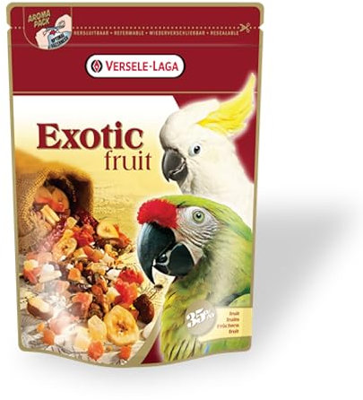 Versele-Laga Prestige Premium Papageien Exotic Fruit Mix | 600 g | Leckerei für Papageien aus Samen, Getreide und Früchten | Enthält Papaya, Ananas und Aprikosen