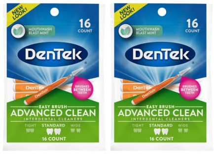 DenTek Easy Brush Interdental Cleaners, Standard, 16 Count, (Pack of 2)