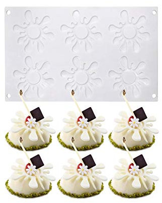 Moule de Gâteau Mousse, moules en Silicone pour Glace Chocolat Pâtisserie Dessert, 6 Trous Bague Soleil