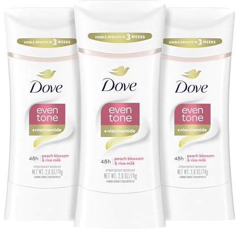 Dove Even Tone Antiperspirant Deodorant Stick Peach Blossom & Rice Milk 3 Count 2.6 oz