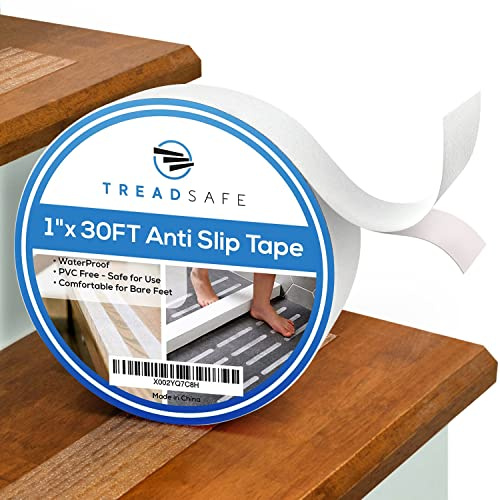 TREADSAFE Clear Grip Tape for Stairs - Stair Grips Non Slip Tape Grip Strips - Friction Tape Non Slip Stairs Indoor & Outdoor Grip Tape for Stairs - Clear Anti Slip Tape Stair Treads for Wooden Steps