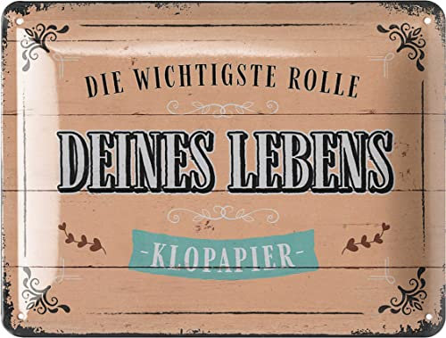 LANOLU Retro Blechschild ROLLE DEINES LEBENS Toilettenschild lustig, WC Schilder Vintage Deko, Gäste WC Schild, Bad Bilder, Badezimmer Türschilder, Toilettenschilder aus Metall mit Wölbung 15x20cm