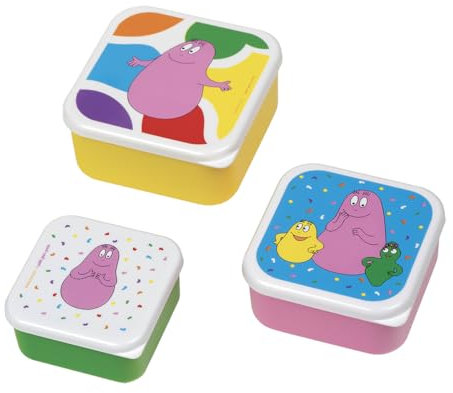 PETIT JOUR - Set De 3 Lunch Box Repas Ou Goûter Pour Enfant - Petite, Moyenne, Grande - S'emboitent Entre Elles - Polypropylène - Barbapapa