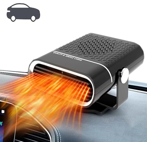 WYFCR portable car heater, car heater fan, 2-in-1 heating/cooling plug-in cigarette lighter heater, used for quick heating of defrost, defogger and windshield, for various types of vehicles (Black)