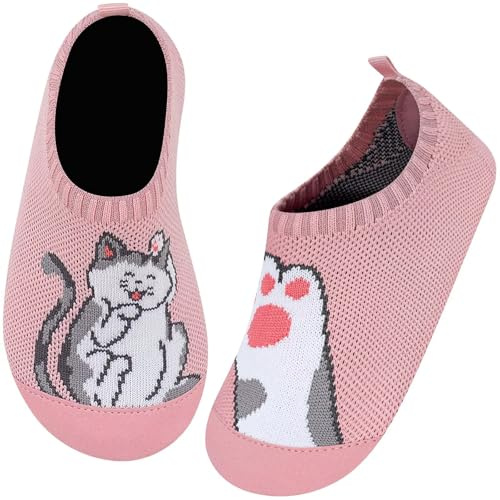 Kyopp Chaussons Enfant Garçon Fille Pantoufle d'intérieur Respirant Antidérapante Enfant Slipper 20-35EU(Chats Mignons 22/23 EU)