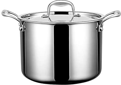Stock pots Stock Pot, 316 Stainless Steel Soup Pot with Lid, Large Capacity Stewpot, Household or Commercial, Cooking Porridge and Marinated Meat, All Stove Compatible, 4.7L/6L/8L/9L/10L, Silver (Size