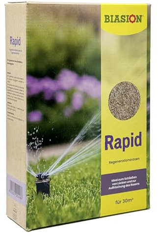 BIASION® RAPID miscuglio di semi da prato a rapida crescita di alta qualità per tappeti erbosi degradati, diradati, danneggiati o invecchiati per aree soleggiate e mezz’ombra - 1kg/30m²