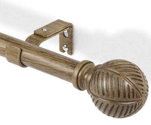 DEFYNEE Asta per Tende Telescopica in Effetto Legno (41-71 cm) – Diametro 25 mm, Montaggio a Parete/Soffitto, Ideale per Camera da Letto, Balcone o Soggiorno – Marrone scuro