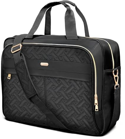 WIRABO Borsa Porta PC 17,3 Pollici Borsa da Lavoro Donna Impermeabile Portatile Messenger Portadocument per Ufficio Università Insegnante, Cuore nero