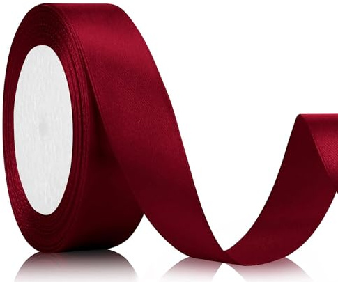 Ruban cadeau de satin 22 m de long, 20 mm de large - Ruban cadeau - Bordeaux - Pour mariage, travaux manuels et emballage cadeau - Décoration de mariage (bordeaux)