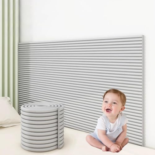 3D Anti-Collision Wall Cushion Padding, Peel and Stick Headboard Upholstered Wall Panels, Self-Adhesive Wall Panel for Bedroom/Living Room/Tatami/Playroom(Light Gray,11.8 x 78.7)