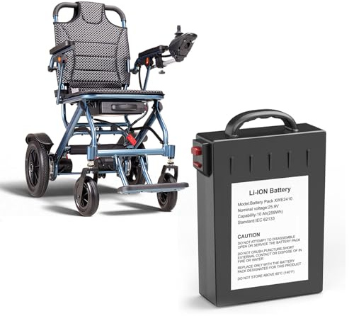 10AH Replacment Rechargeable Battery for D04 Electric Wheelchair, Removable Premium Lithium Batteries Pack for Foldable Motorized Wheelchair, Life of up to 20KM, 4 lbs