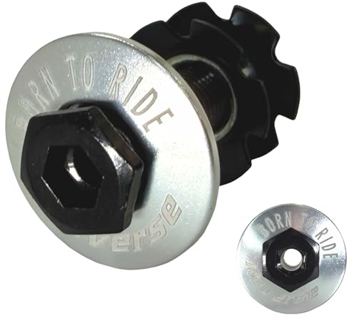 F26 Reverse Alu Top Cap MTB Dirt Barspin Steuersatzkappe Freestyle Rotor M10 Hohl Schraube für Bremszug Leitung (Silber)