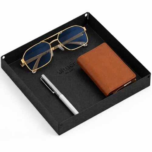 Situér Milano Svuotatasche Design Moderno 20x20cm in Metallo Verniciato Nero Made in Italy - Vassoio Portaoggetti Versatile, Elegante e Raffinato