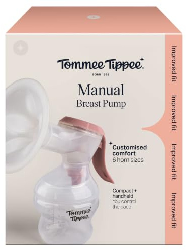 Tommee Tippee Tire-lait manuel, en silicone souple avec coussin de massage pétale, bride de 24 mm + 5 inserts pour un ajustement parfait, aspiration réglable en douceur, silencieux, léger et facile à