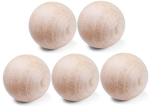 Nukinp 5 Bolas de Madera de 2 Pulgadas, Bolas Naturales para Manualidades, Ligeras y fáciles de controlar, Pelotas de Hockey sobre césped Reutilizables para Ejercicios de Hockey Callejero sobre Hielo