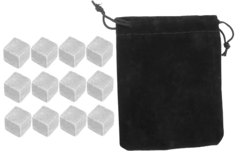 Ciieeo 12 Pietre di Ghiaccio in Marmo per Whisky Riutilizzabili, Cubetti Refrigeranti per Vino e Cocktail, Set da 12 Pezzi Sacchetto in Velluto, Raffreddamento Rapido per Uso Domestico