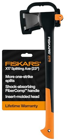 Fiskars X17 Splitting Axe, Tree Branch Cutter and Wood Splitter (23.5-Inch Axe) with Shock-Absorbing Handle