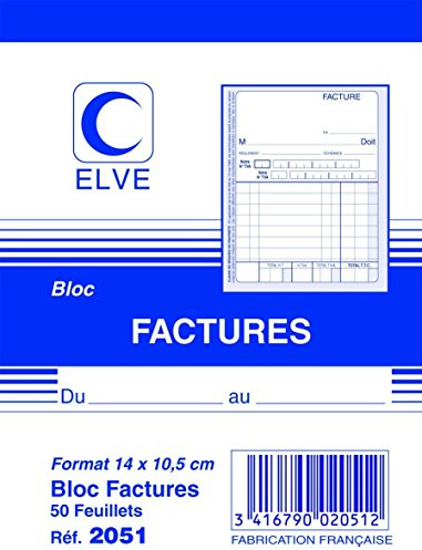 Lebon Et Vernay 2051 Bloc facture 50 feuillets simples 105 x 140 mm Lot de 20