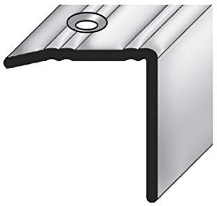 5 Meter (5 x 1 m) Treppenkantenprofil (Größe 30 mm x 30 mm) aus Edelstahl matt, gebohrt, edelstahlfarbend