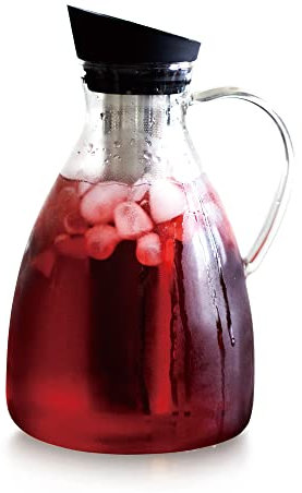 Viva Scandinavia Carafe en Verre avec infuseur et Couvercle à Bec verseur en Silicone Amovible, Convient pour Boissons Froides et Chaudes, 2.0 l Infusion