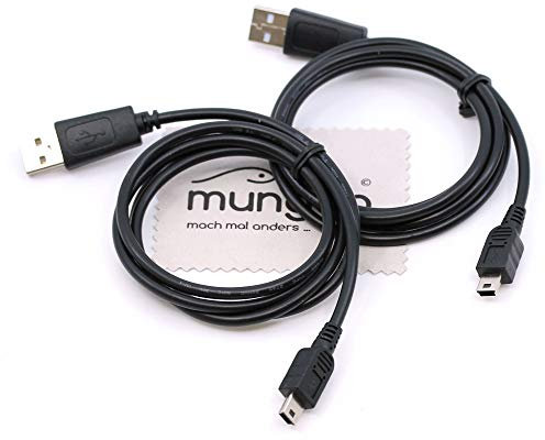 2 Stück 1m Ladekabel für Playstation 3, PS3, PS3 Slim, Dual Shock Controller Aufladekabel Ladegerät mit mungoo Displayputztuch