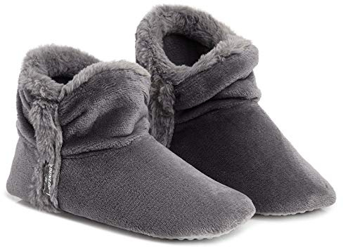DUNLOP Chausson Montant Femmes, Pantoufle Montante Hiver en Polaire, Pantoufles Chaudes Semelles Antidérapantes Mémoire de Forme, Boots Femme Intérieur Extérieur, Cadeau Femme