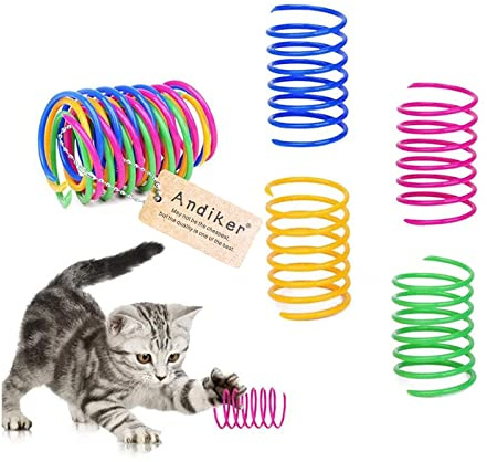 Andiker Interactive Cat Spiral Creative Spring Toy to Kill Time and Keep Fit, Sturdy and Heavy Plastic for Swatting, Biting, Hunting Kitten Toys, Colorful, 12 pcs