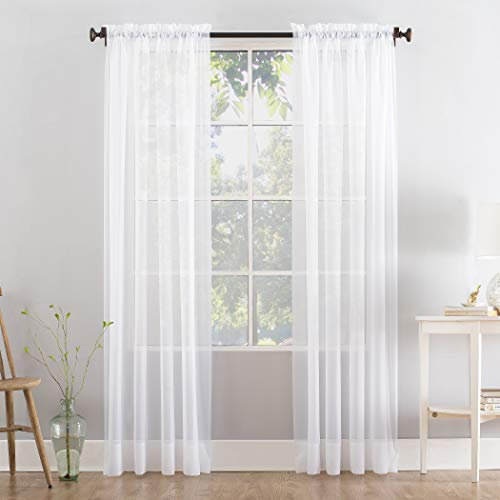 Megachest Woven Voile Slot Top Curtain 2 Panels (pure white, 78 wideX90 drop(W200cmXH228.5cm))