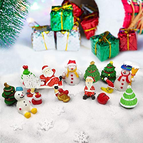 CODIRATO 27 Stück Weihnachten Miniatur Ornament Kunstharz Weihnachten Figuren Schneemann Weihnachtsmann Figuren Mini Weihnachtsdeko Figuren Weihnachtliche Minifiguren für Pupenhaus, Tischdeko