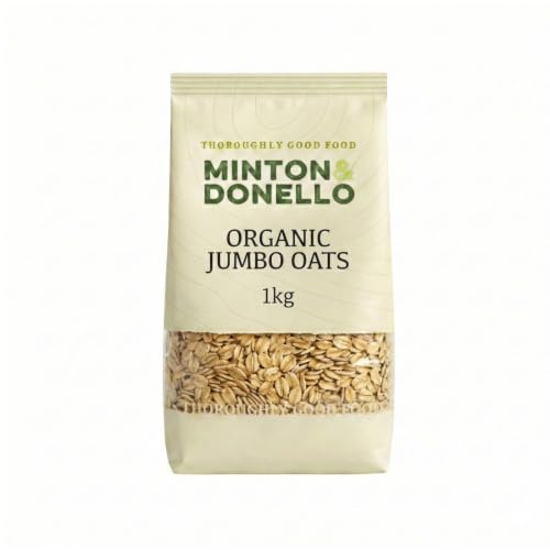 Minton & Donello Organic Jumbo Oats 1kg Bag - Wholegrain Rolled Oats for Porridge & Overnight, High Fibre, No Added Sugar, Creamy Texture