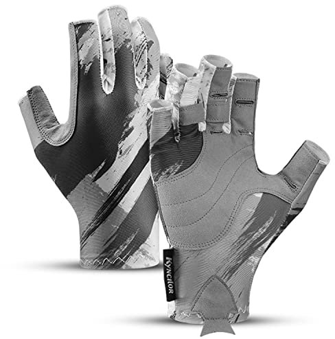 KynciLOR Mitaines de pêche UPF 50+ pour homme et femme, protection solaire, respirants, antidérapants, pour kayak, voile, aviron