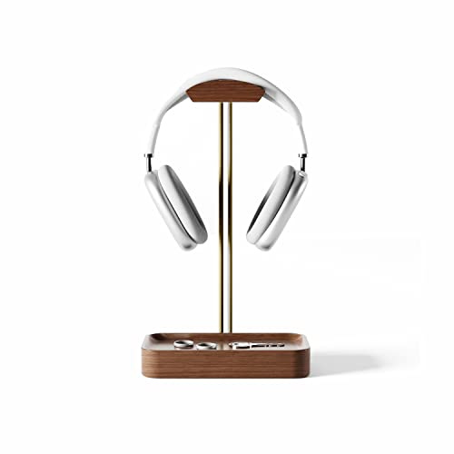 Raico Kopfhörerständer mit Ablage, Premium-Headsethalter aus Holz, minimalistisches japanisches Design (Walnußholz)