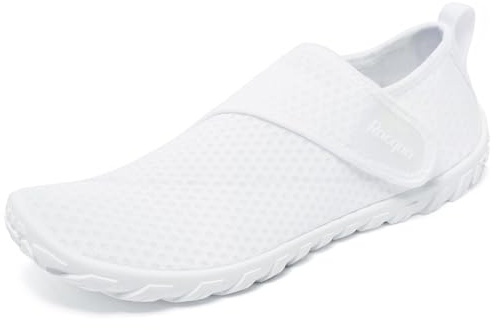 Racqua Womens Mens Water Shoes Quick Dry Barefoot Aqua Swim Shoes Lightweight Fishing Surfing Shoes Diving Pool Sport Shoes White, 7 UK