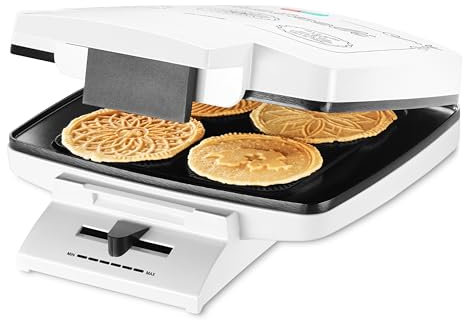 Trisa Bretzelieisen - 1000W, 4 Bretzeli gleichzeitig, antihaftbeschichtete Heizplatten & Temperaturregelung, mit Hörnchenformer, Bricelet Classique