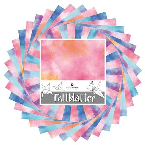 MarpaJansen Origami Faltblätter, Motivpapier Nebel mit unterschiedlicher Vorder-/Rückseite, 15 x 15 cm, 90 Blatt, 80 g/qm