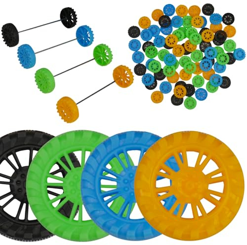 Toy Wheels and Axle Kit - Plastic Wheels for STEM Cars and Crafts
