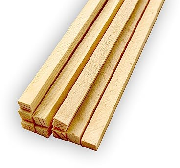 PINI Palillos de madera cuadrados 350 x 6 x 6 mm para manualidades y hogar (50 unidades)