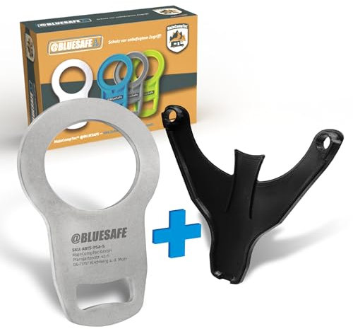 MaJoCompTec® ADBLUESAFE Protection de réservoir I Sécurité de réservoir AdBlue I Accessoires pour camion de camping et camping-car (version en acier inoxydable, kit avec évacuation de l'eau de